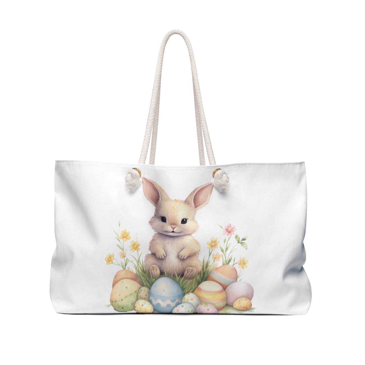 Personalised/Non-Personalised Weekender Bag, Easter Bunny, Rabbit, Large Weekender Bag, Beach Bag, Book Bag