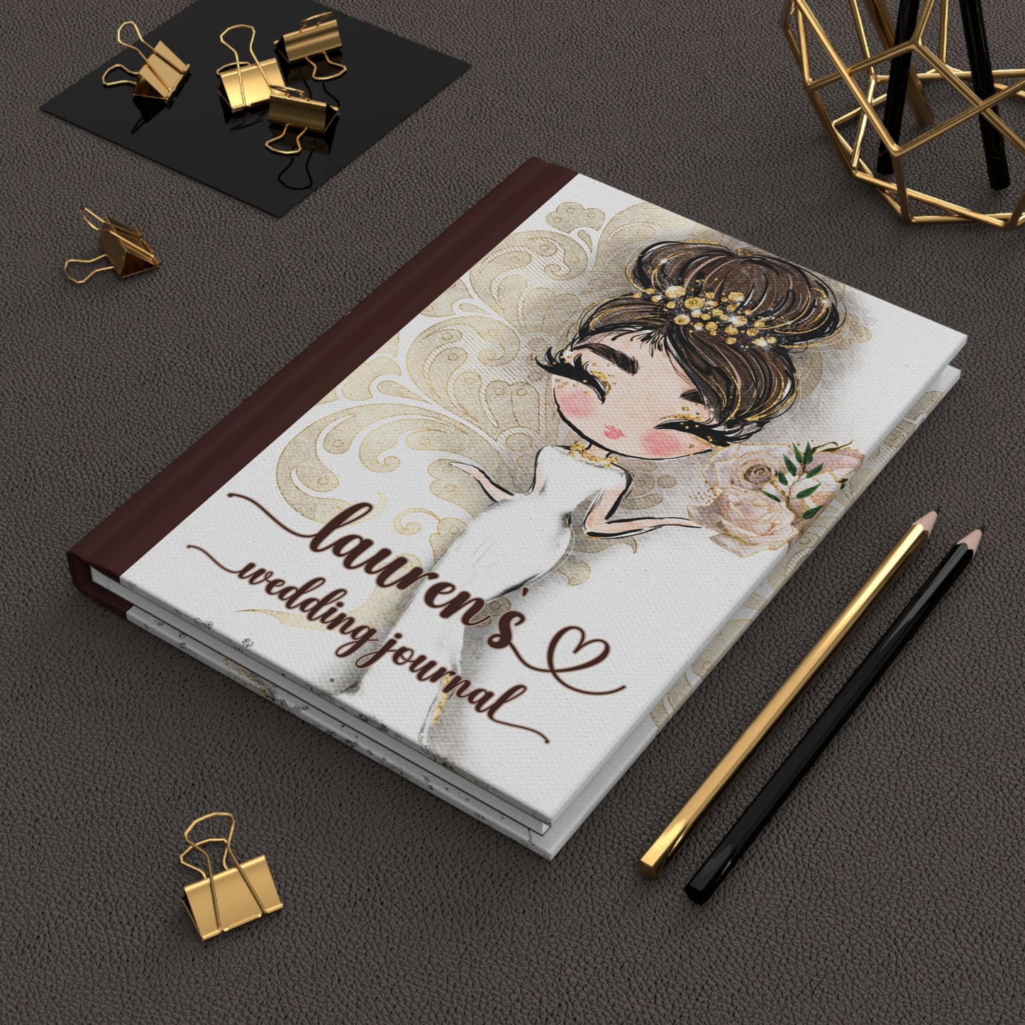 Personalised Hardcover Wedding Journal Matte, Country and Western, Whimsical Bride, awd-1773