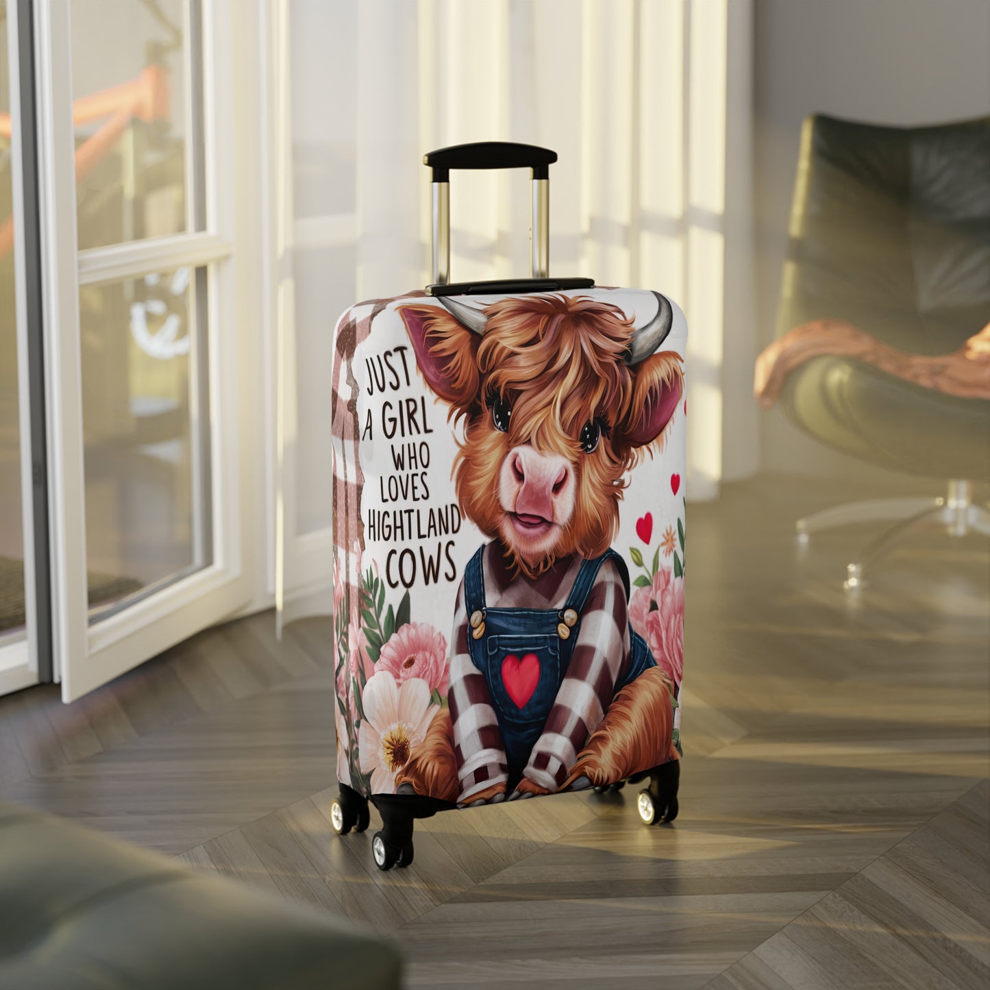 Luggage Cover, Just a Girl who Loves Highland Cows, awd-3087