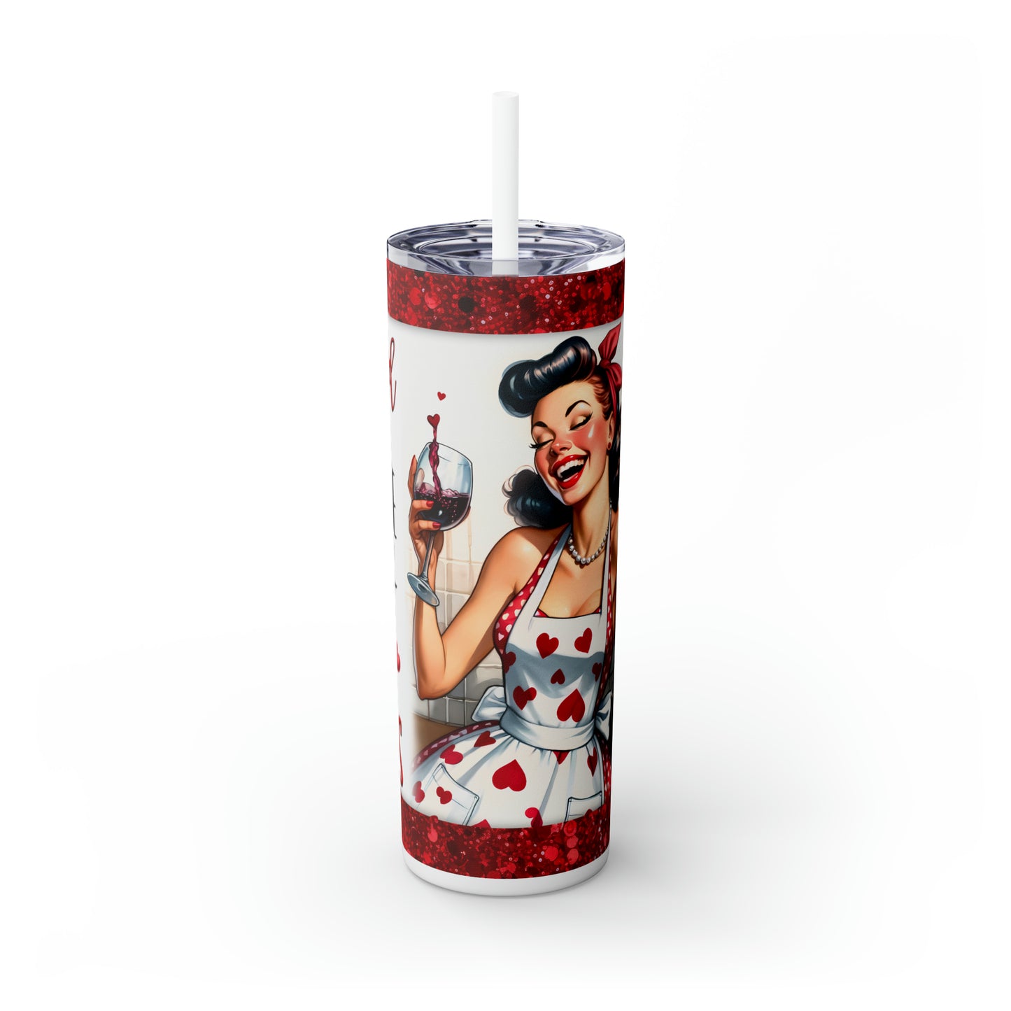 Skinny Tumbler with Straw, 20oz, Retro, Blessed are those who do my Dishes