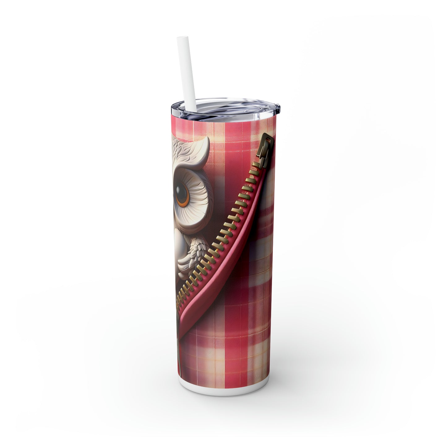 Skinny Tumbler with Straw, 20oz, Owl, Valentines Day