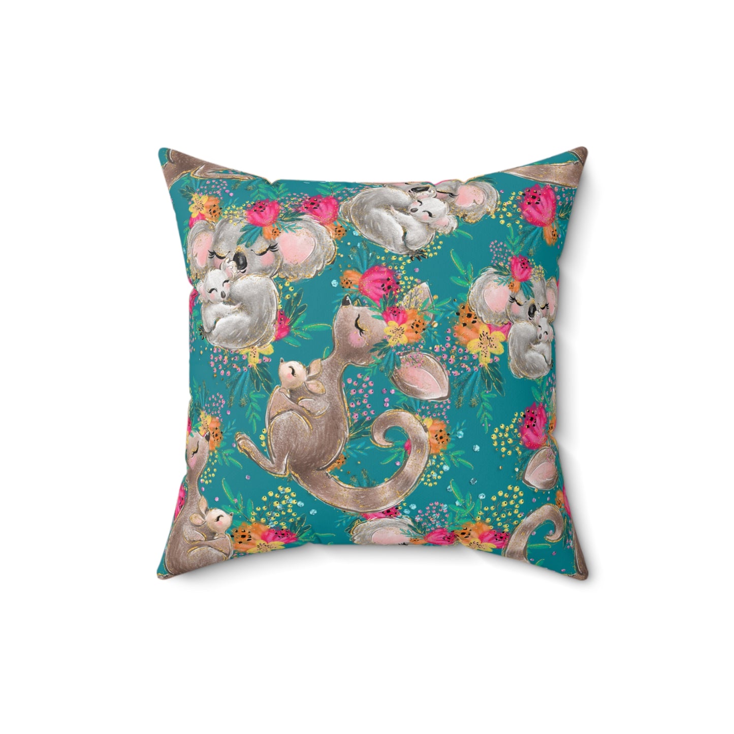 Spun Polyester Square Pillow, Australian Animals