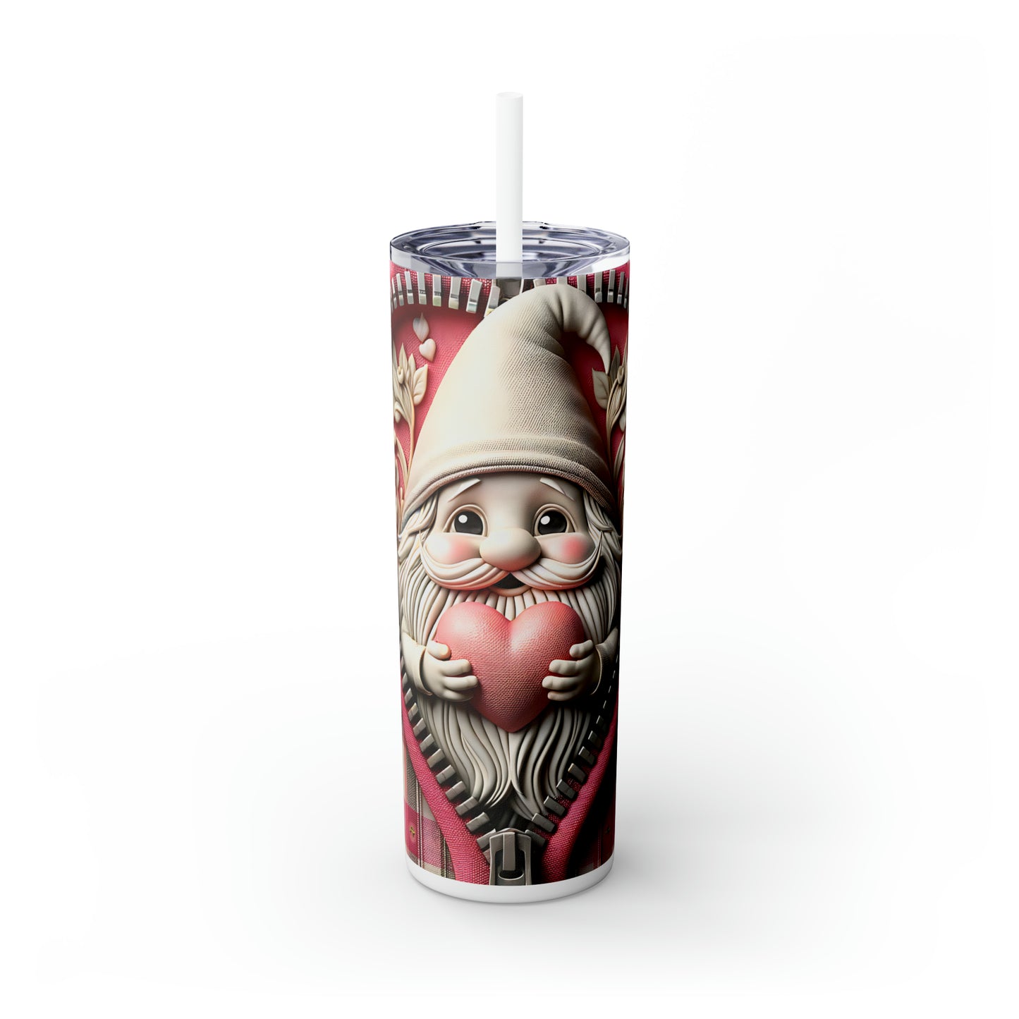 Skinny Tumbler with Straw, 20oz, Santa