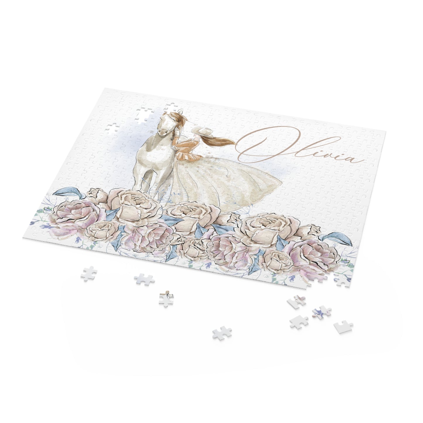 Personalised/Non-Personalised Puzzle, Romance Floral, Horse (120, 252, 500-Piece)