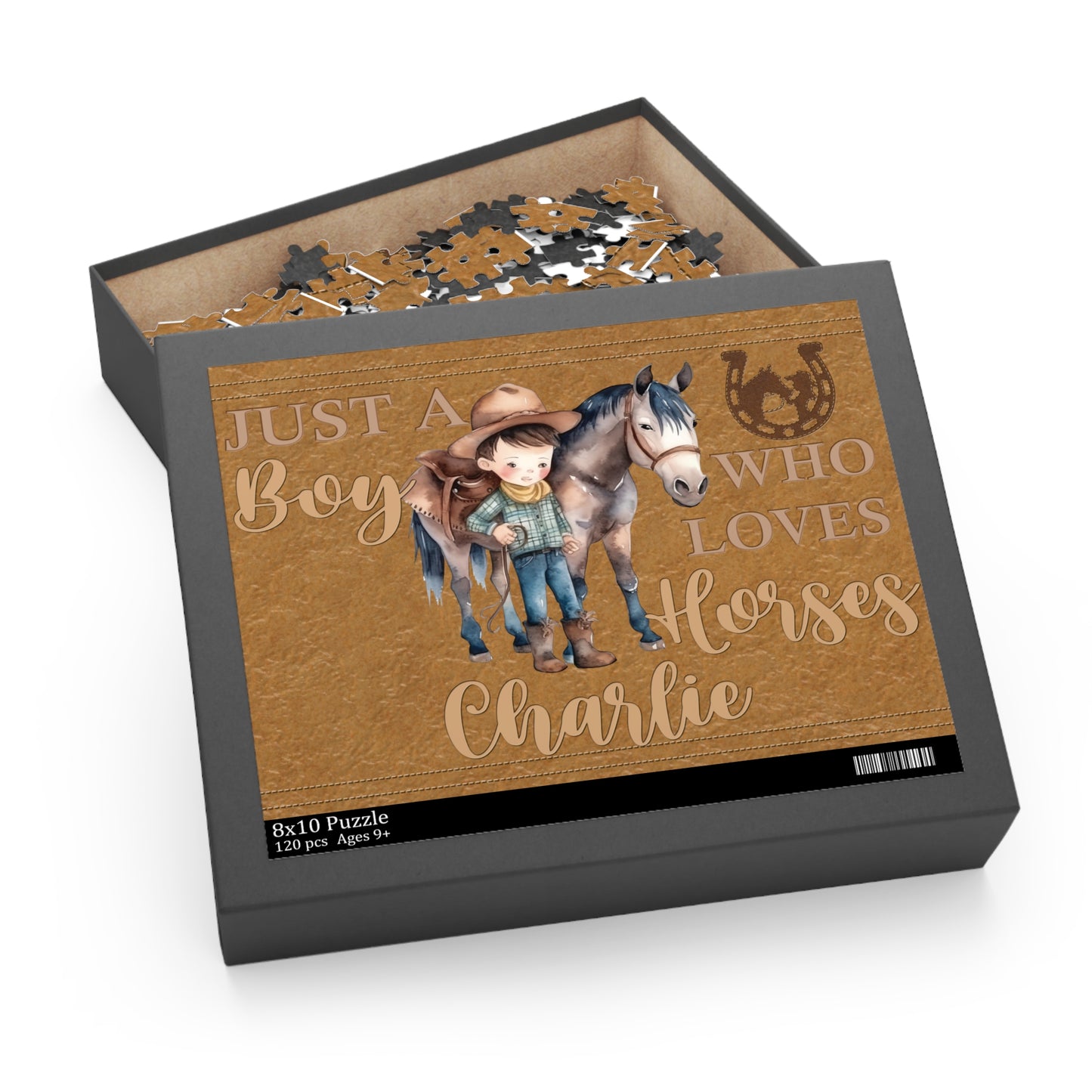 Personalised/Non-Personalised Puzzle, Just a Boy Who Loves Horses (120, 252, 500-Piece)