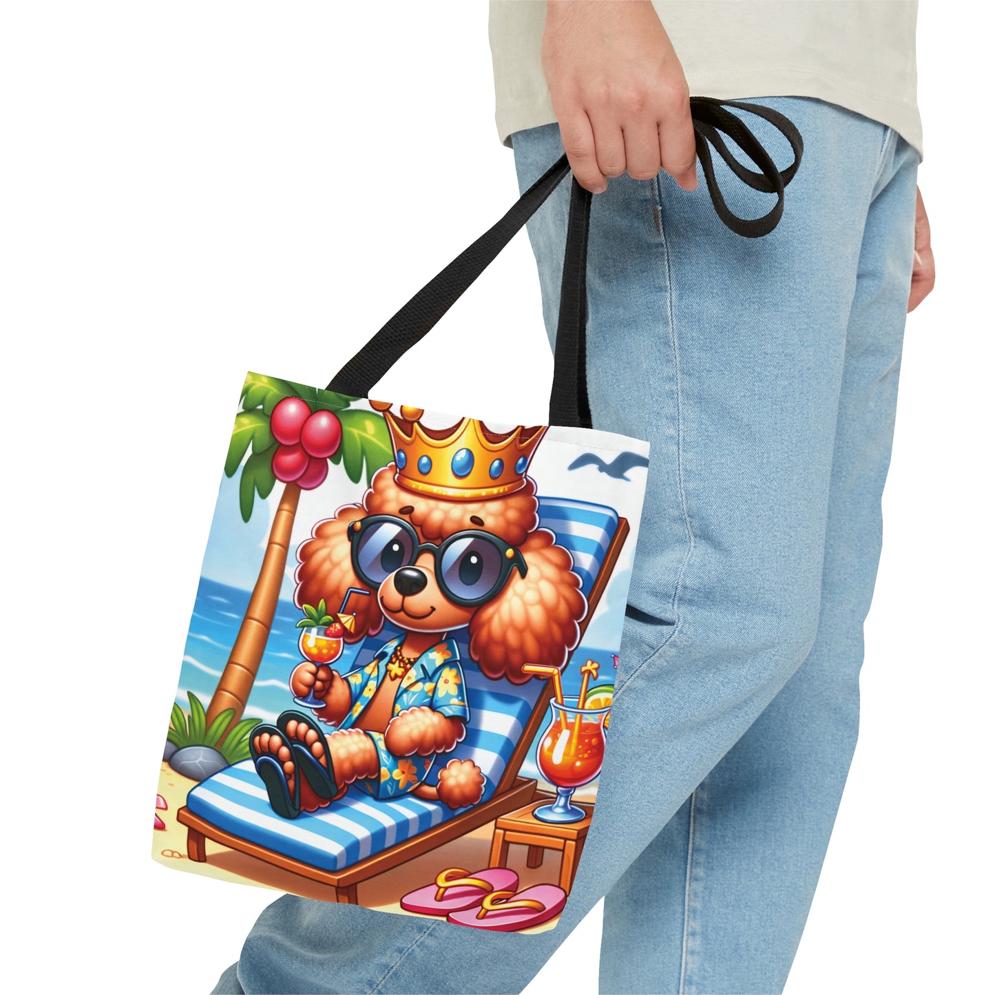 Tote Bag, Dog on Beach, Golden Poodle, Tote bag,  awd-1233