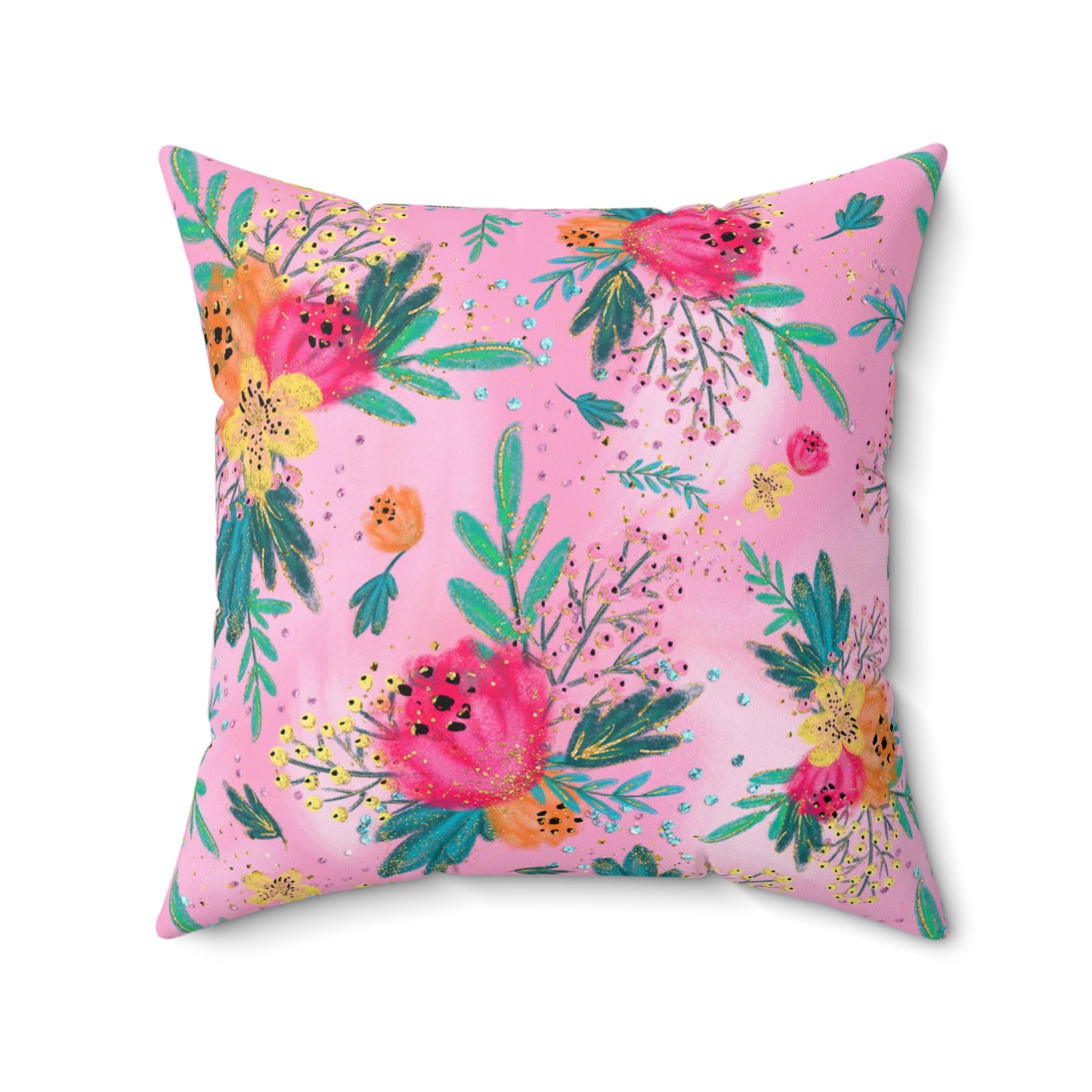 Spun Polyester Square Pillow, Australian Floral Cushion