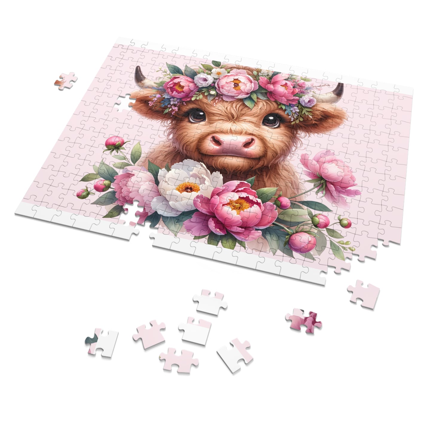 Jigsaw Puzzle, Highland Cow, Personalised/Non-Personalised (30, 110, 252, 500,1000-Piece)