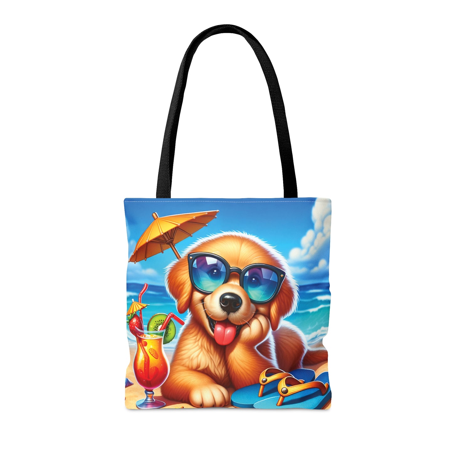 Tote Bag, Dog on Beach, Golden Retriever, Tote bag, awd-1213