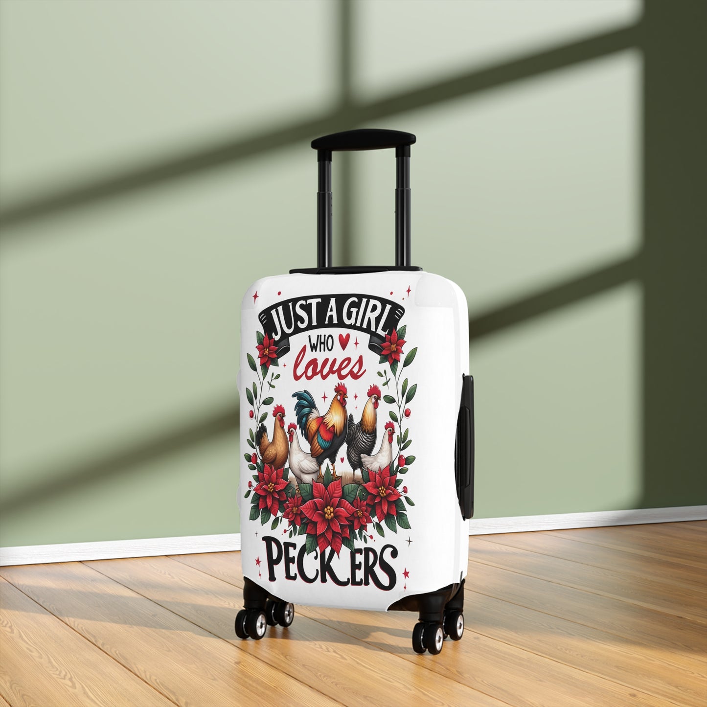 Luggage Cover, Chicken, Just a Girl who Loves Peckers, awd-1071