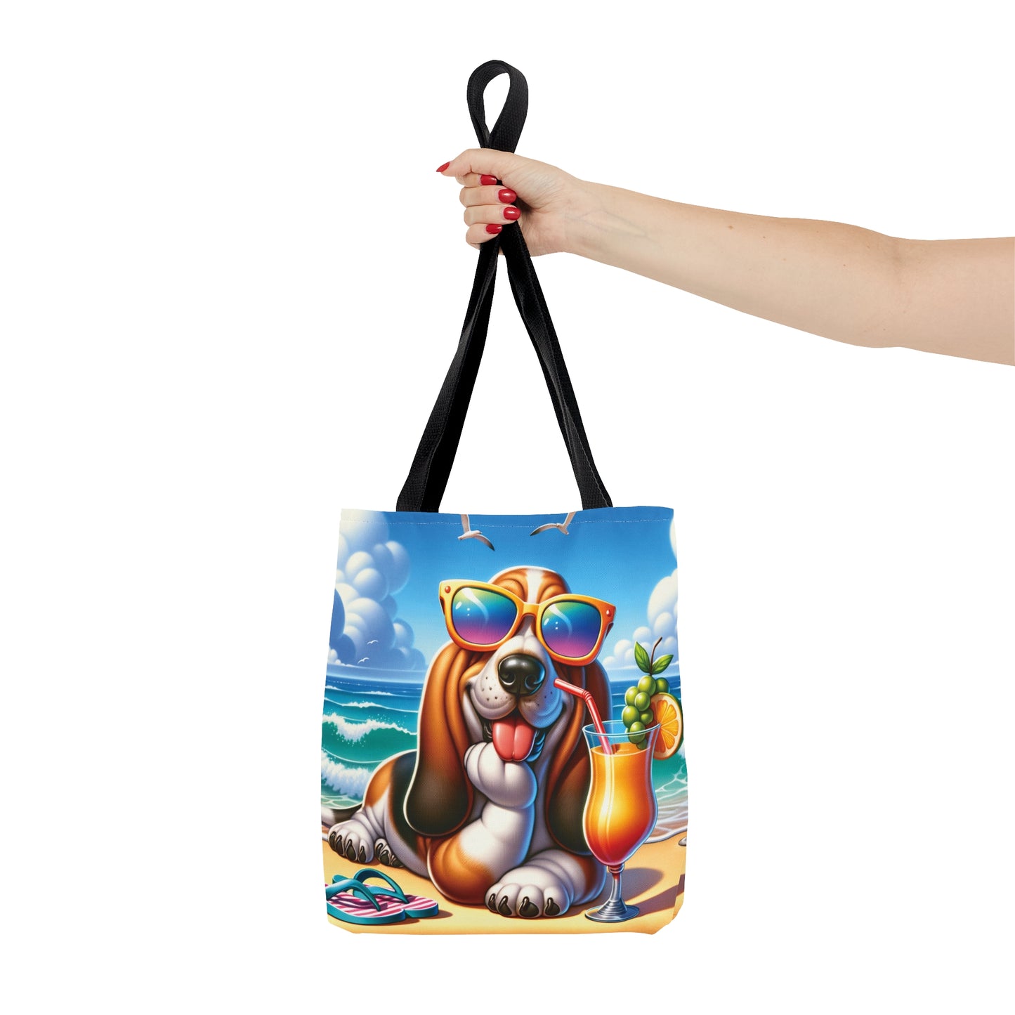 Tote Bag, Dog on Beach, Basset hound, Tote bag, awd-1110