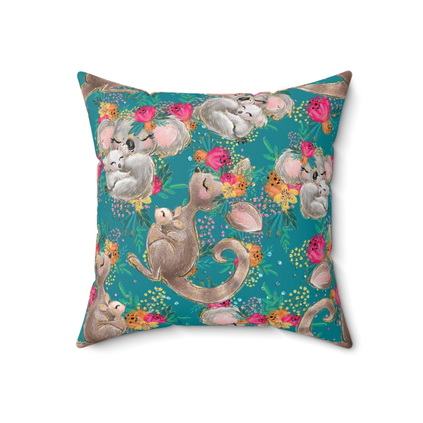 Spun Polyester Square Pillow, Australian Animals