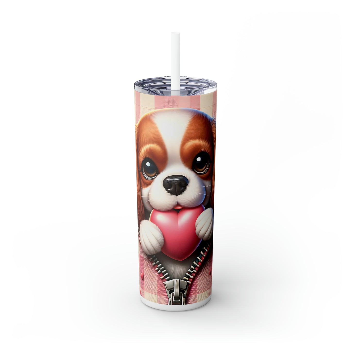 Skinny Tumbler with Straw, 20oz, Dog, Valentines Day, awd-1150