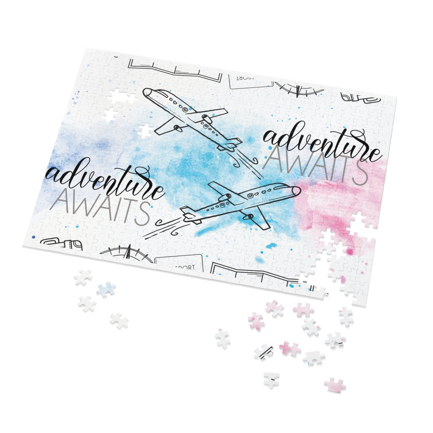 Jigsaw Puzzle, Travel, Adventure Awaits, Personalised/Non-Personalised (30, 110, 252, 500,1000-Piece)