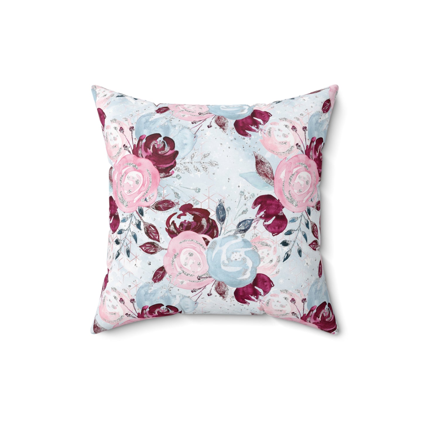 Spun Polyester Square Pillow, Floral Cushion