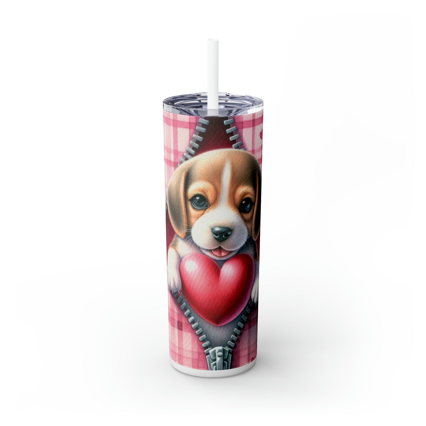 Skinny Tumbler with Straw, 20oz, Dog, Valentines Day, awd-828