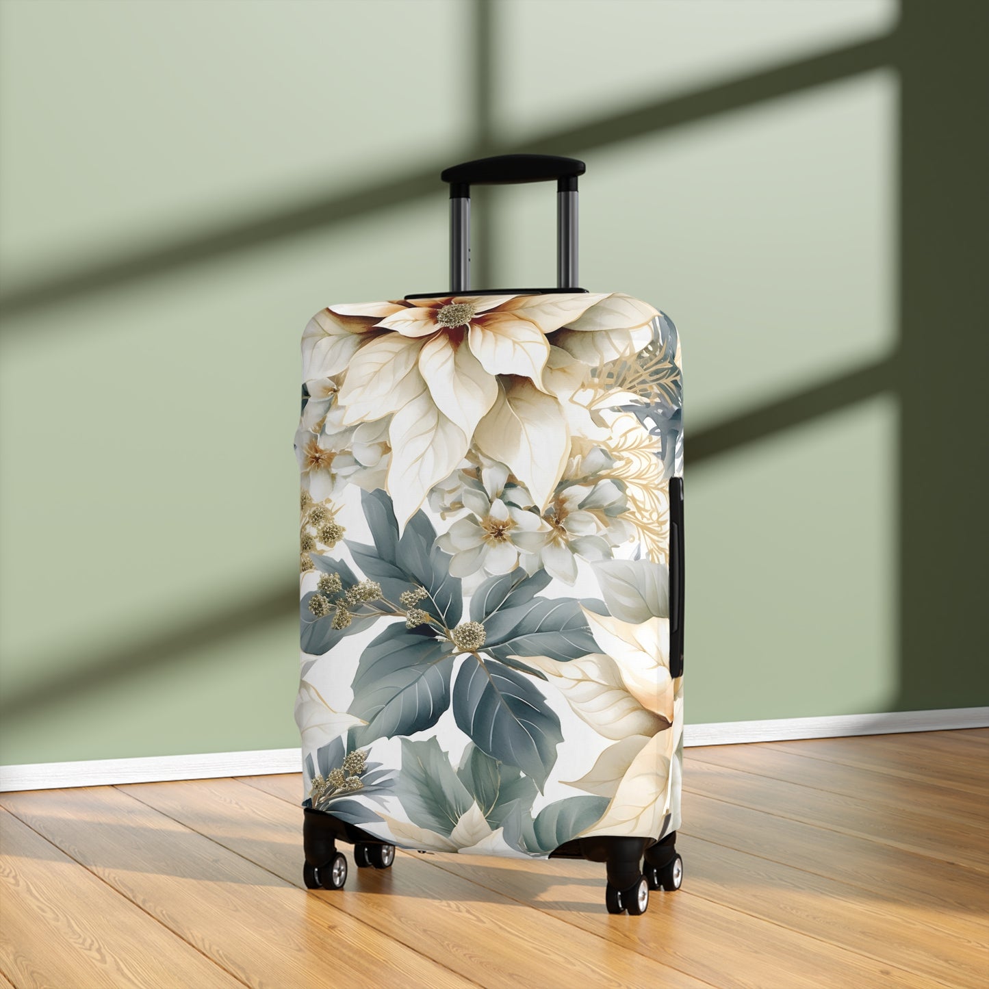 Luggage Cover, Cream Poinsettia