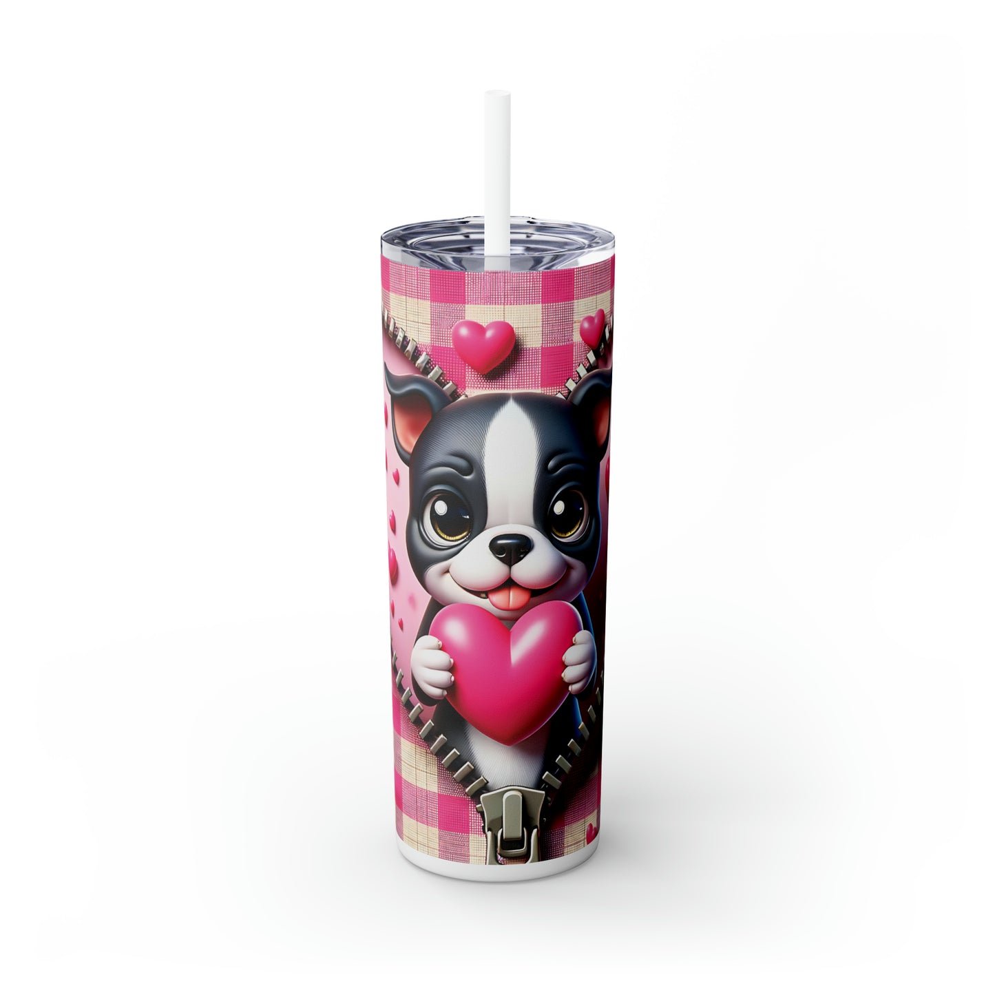 Skinny Tumbler with Straw, 20oz, Dog, Valentines Day, awd-1132