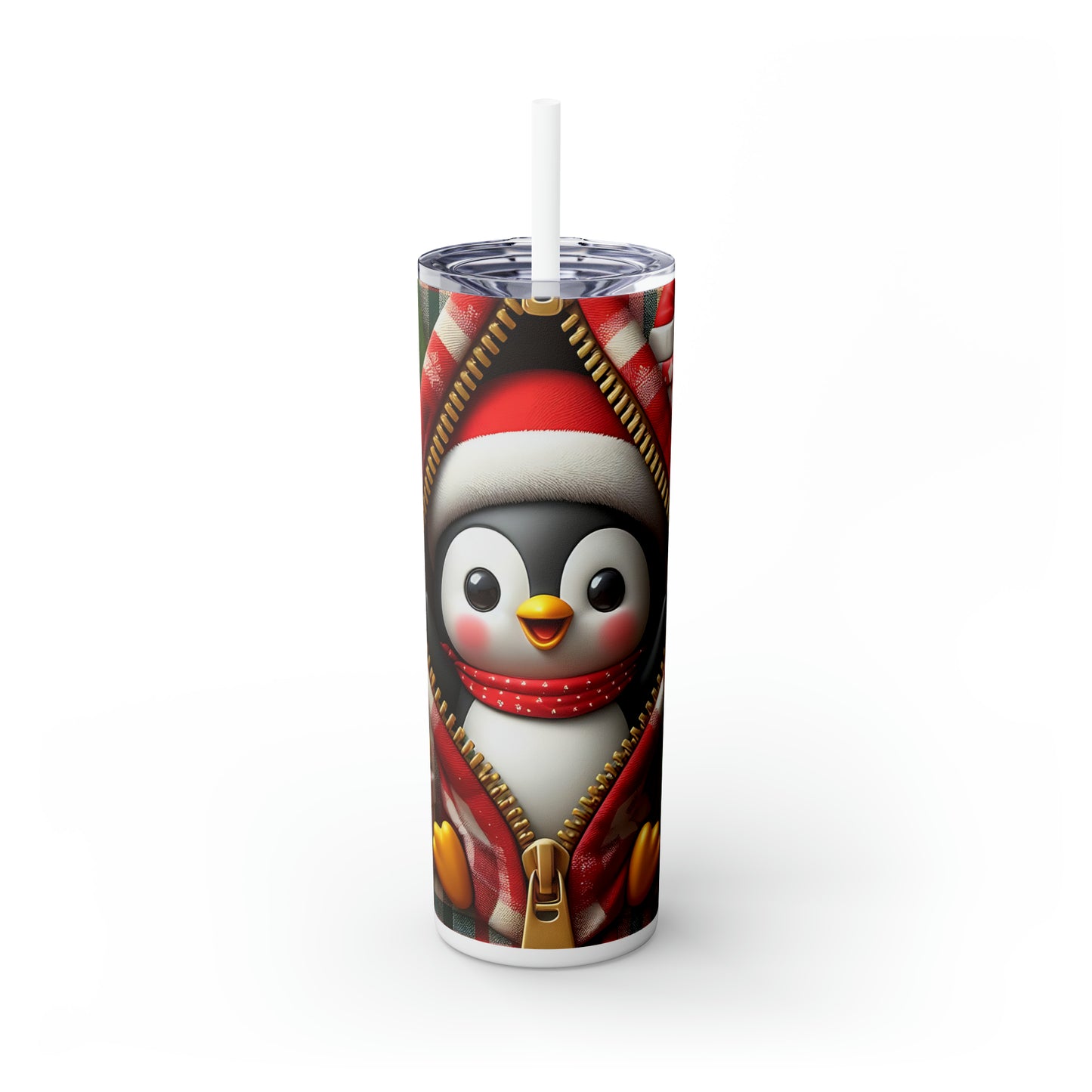 Skinny Tumbler with Straw, 20oz, Penguin