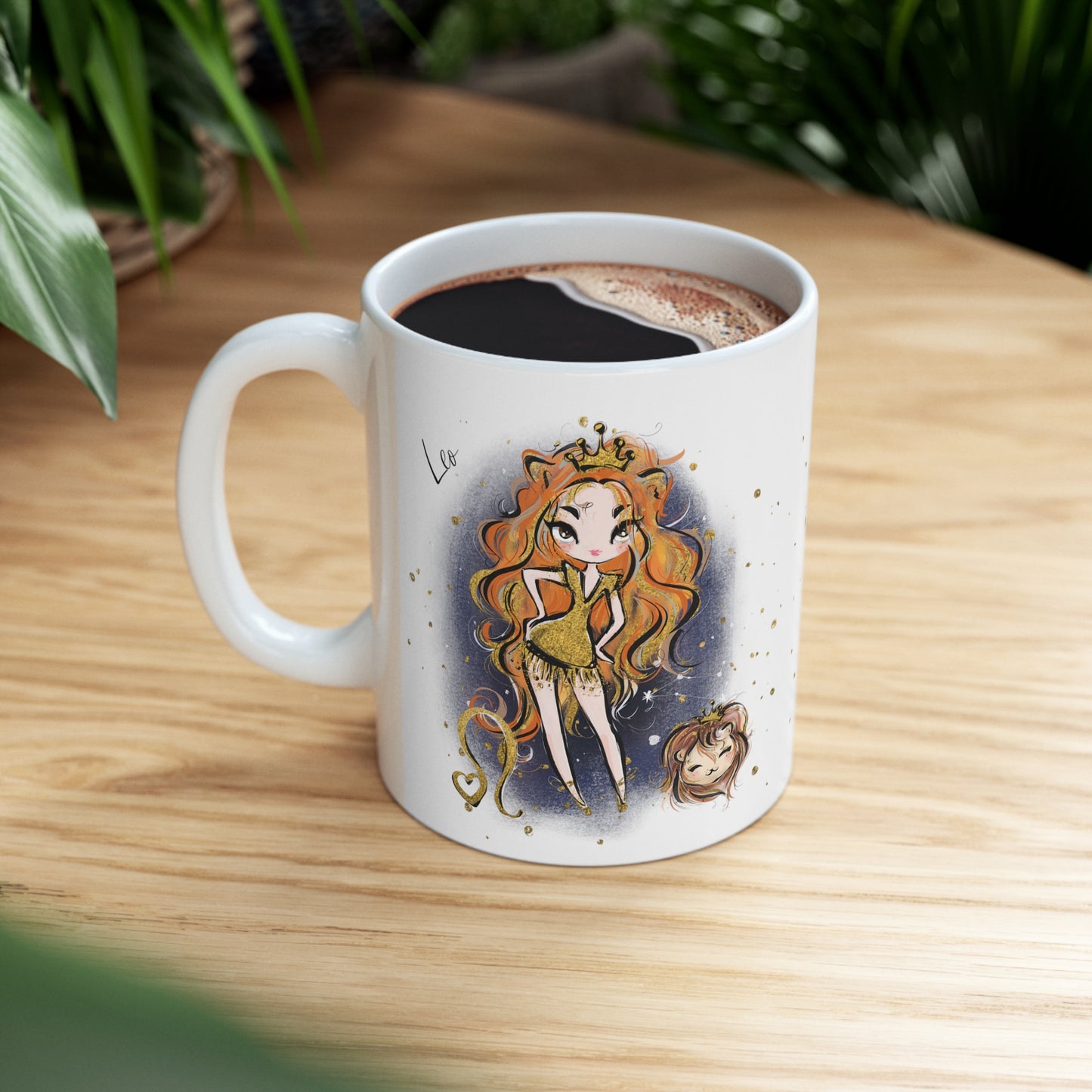 Personalised/Non Personalised Zodiac Sign, Leo, Ceramic Mug 11oz