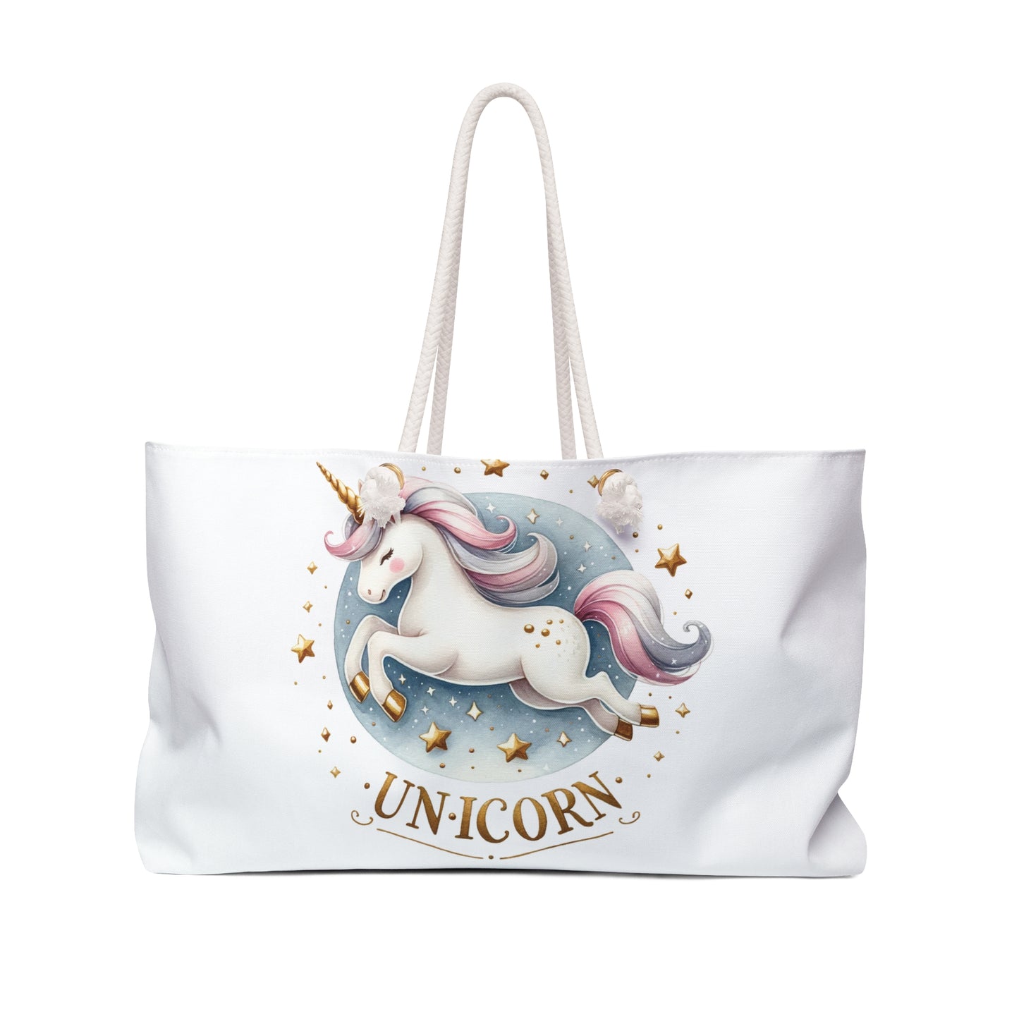 Personalised/Non-Personalised Weekender Bag, Unicorn, Large Weekender Bag, Beach Bag, Book Bag