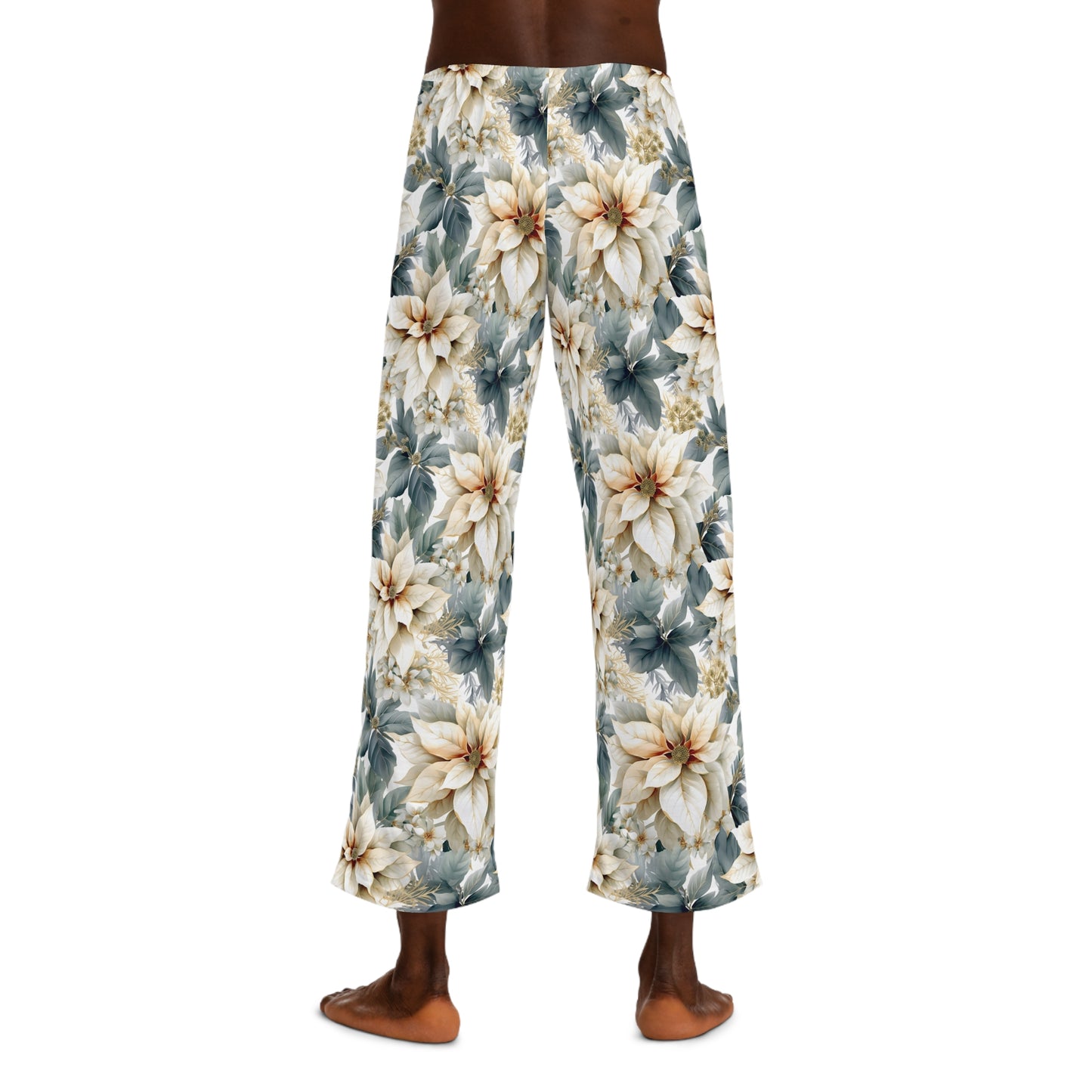 Men's Pajama Pants, cream poinsettia