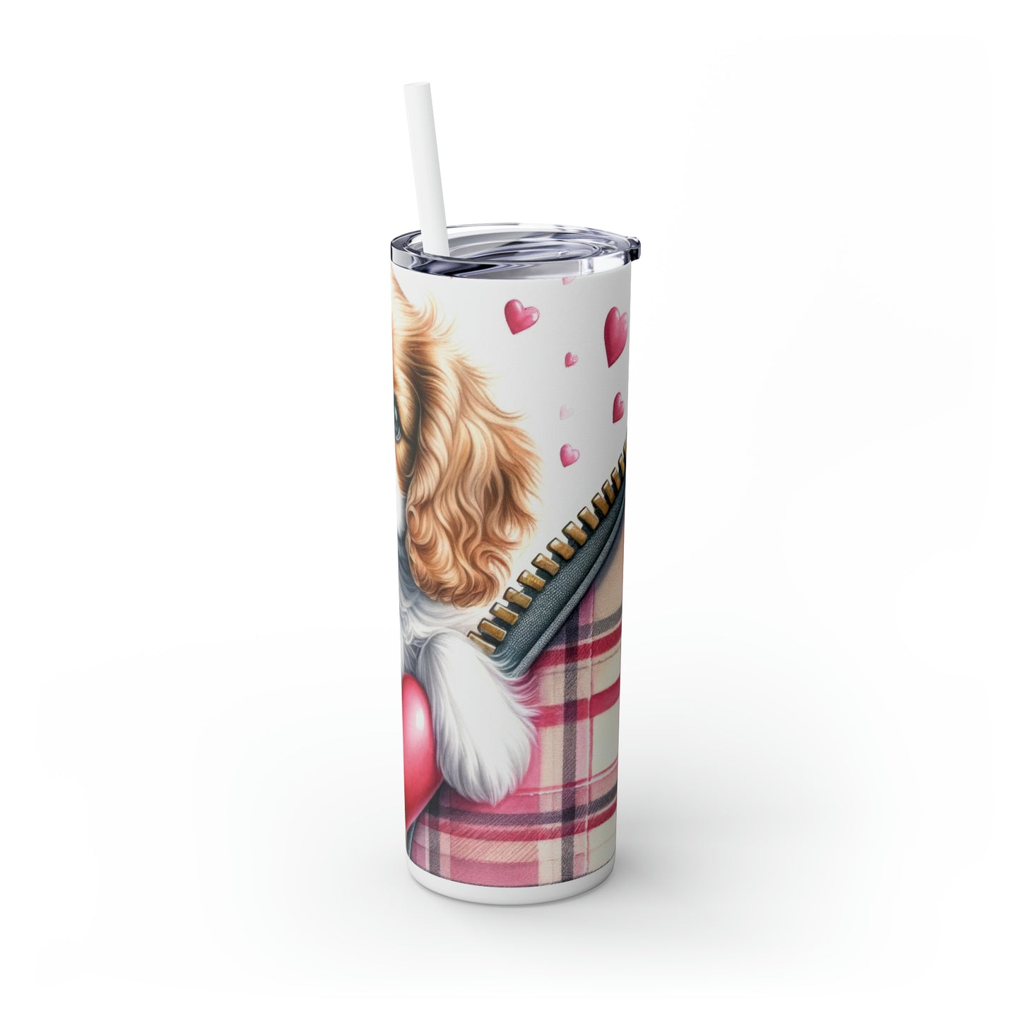 Skinny Tumbler with Straw, 20oz, Dog, Valentines Day, awd-833