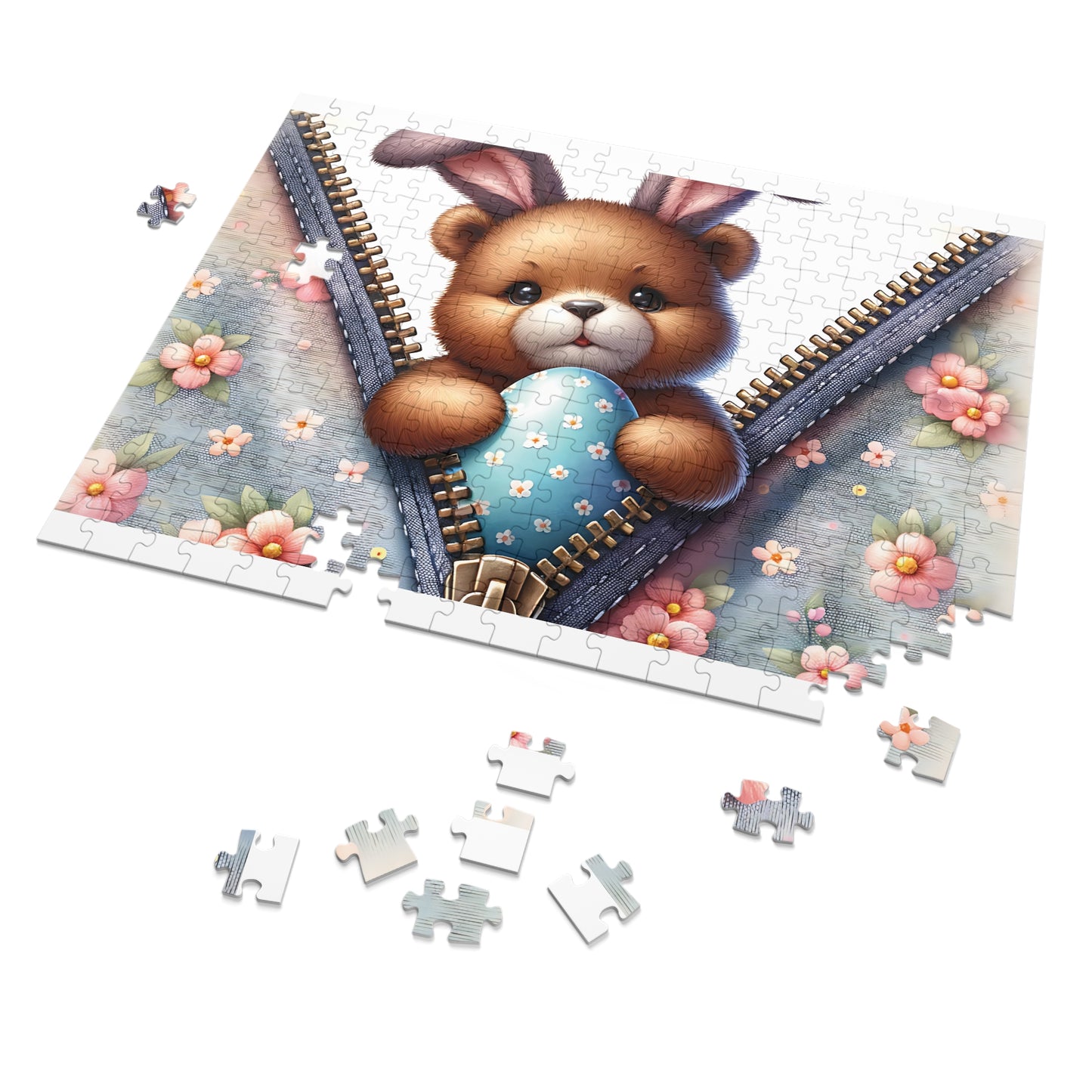 Jigsaw Puzzle, Easter, Bear with Bunny Ears, Personalised/Non-Personalised (30, 110, 252, 500,1000-Piece)