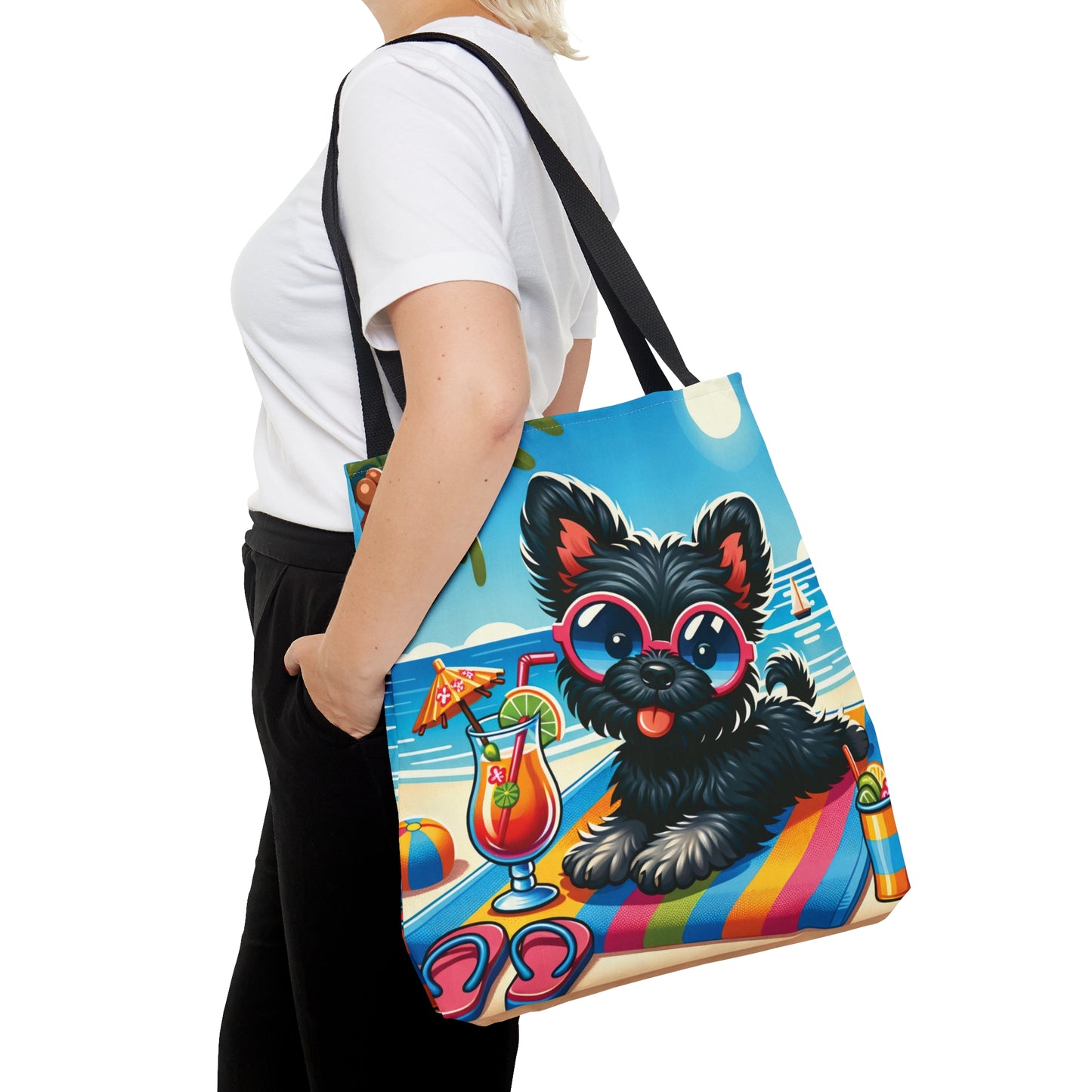 Tote Bag, Dog on Beach, Affenpinscher, Tote bag, awd-1174