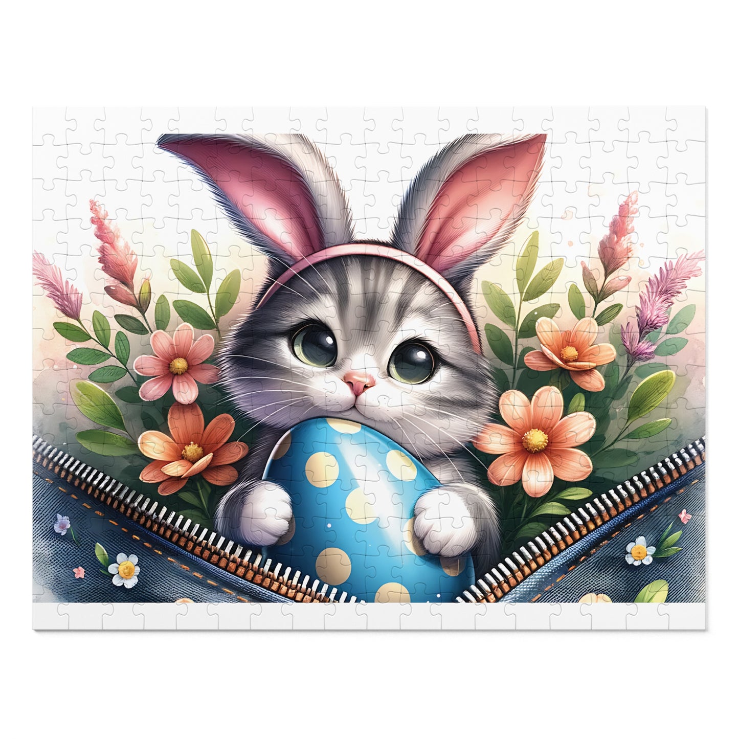 Jigsaw Puzzle, Easter, Cat with Bunny Ears, Personalised/Non-Personalised (30, 110, 252, 500,1000-Piece)