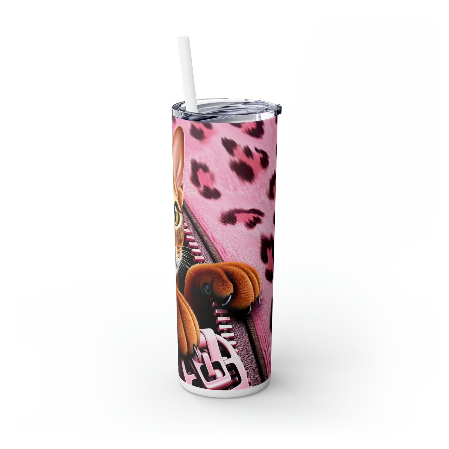 Skinny Tumbler with Straw, 20oz, Cat, Valentines Day, awd-741