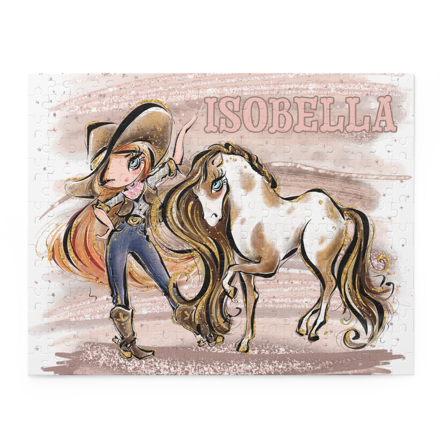 Puzzle, Howdy, Cowgirl and Horse, Red Hair, Blue Eyes, Personalised/Non-Personalised, (120, 252, 500-Piece)