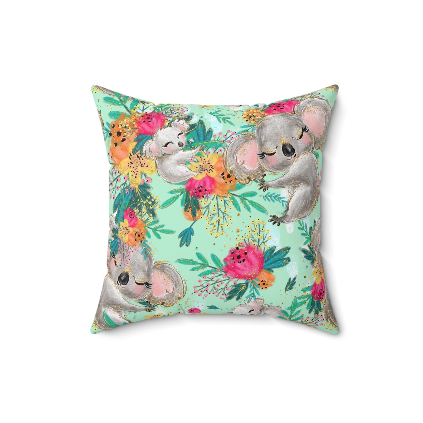 Spun Polyester Square Pillow, Australian Kangaroos