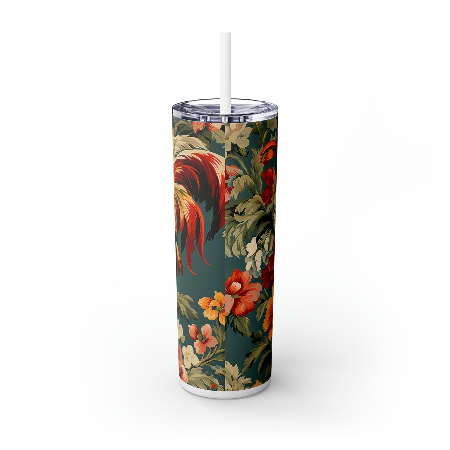 Skinny Tumbler with Straw, 20oz, Rooster