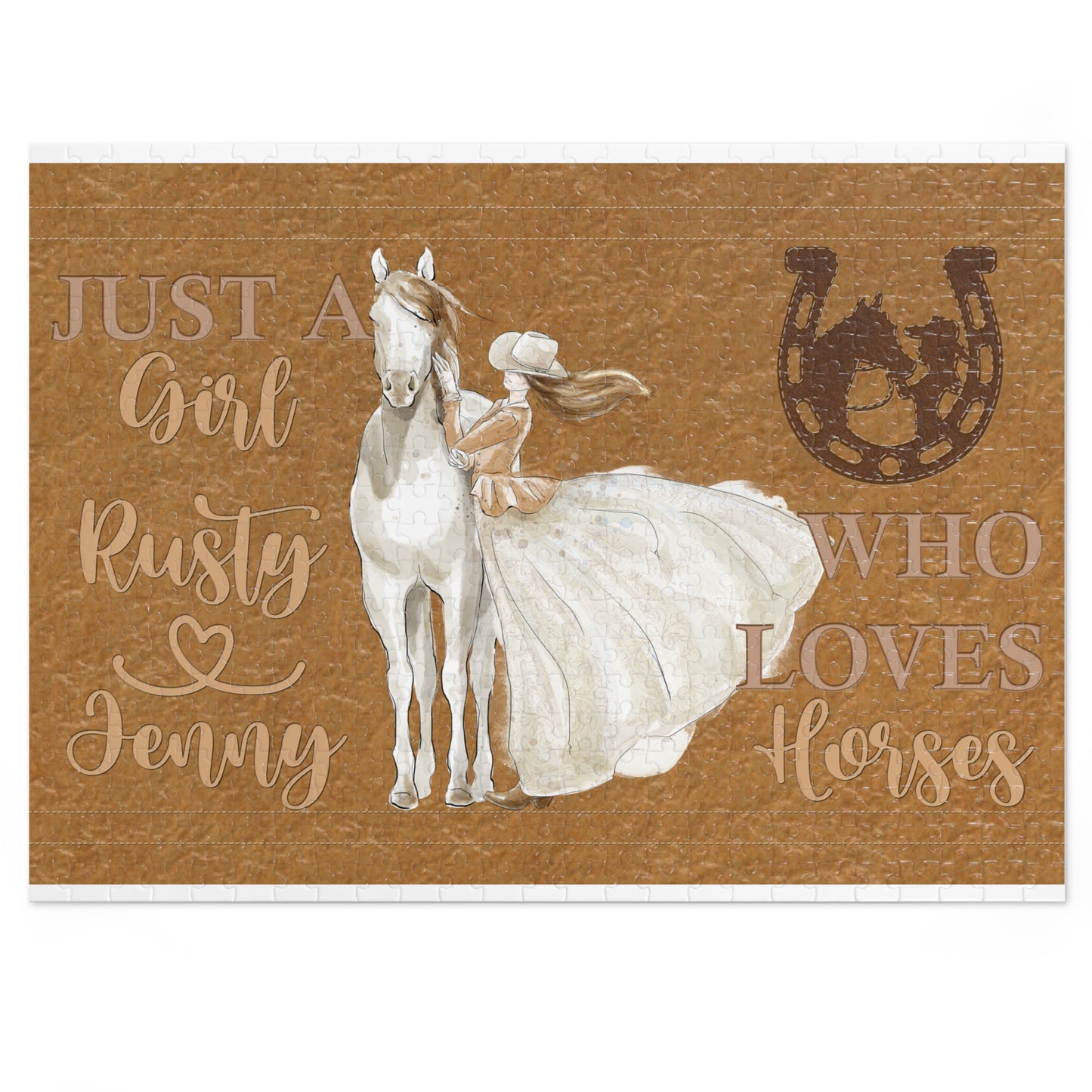 Jigsaw Puzzle, Just a Girl Who Loves Horses, Personalised/Non-Personalised (30, 110, 252, 500,1000-Piece)