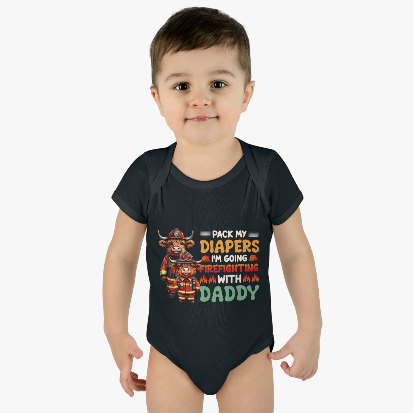 Highlander Firefighter Shirt, Pack my diapers, I am going firefighting with Daddy Shirt, Kids Shirt, Baby Shirt, Baby bodysuit