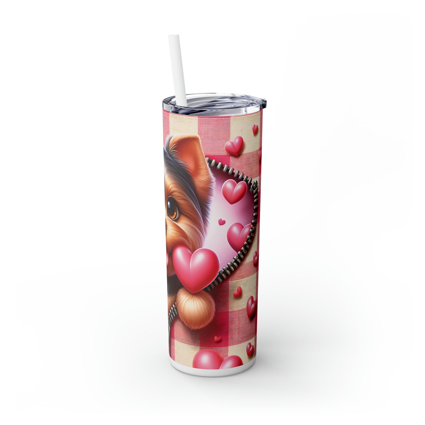 Skinny Tumbler with Straw, 20oz, Dog, Valentines Day, awd-1127