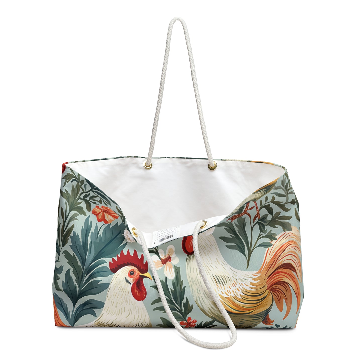 Personalised/Non-Personalised Weekender Bag, Chicken/Rooster, Large Weekender Bag, Beach Bag, Book Bag