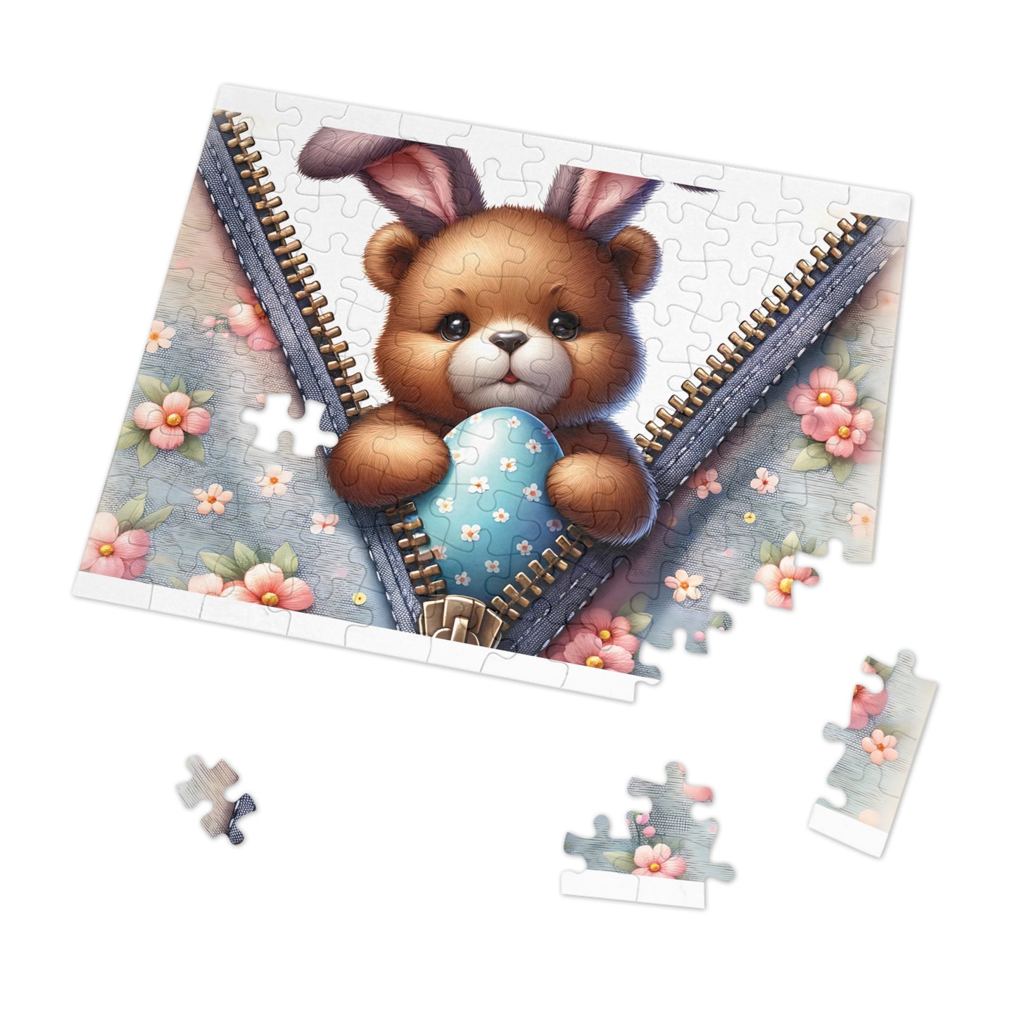 Jigsaw Puzzle, Easter, Bear with Bunny Ears, Personalised/Non-Personalised (30, 110, 252, 500,1000-Piece)