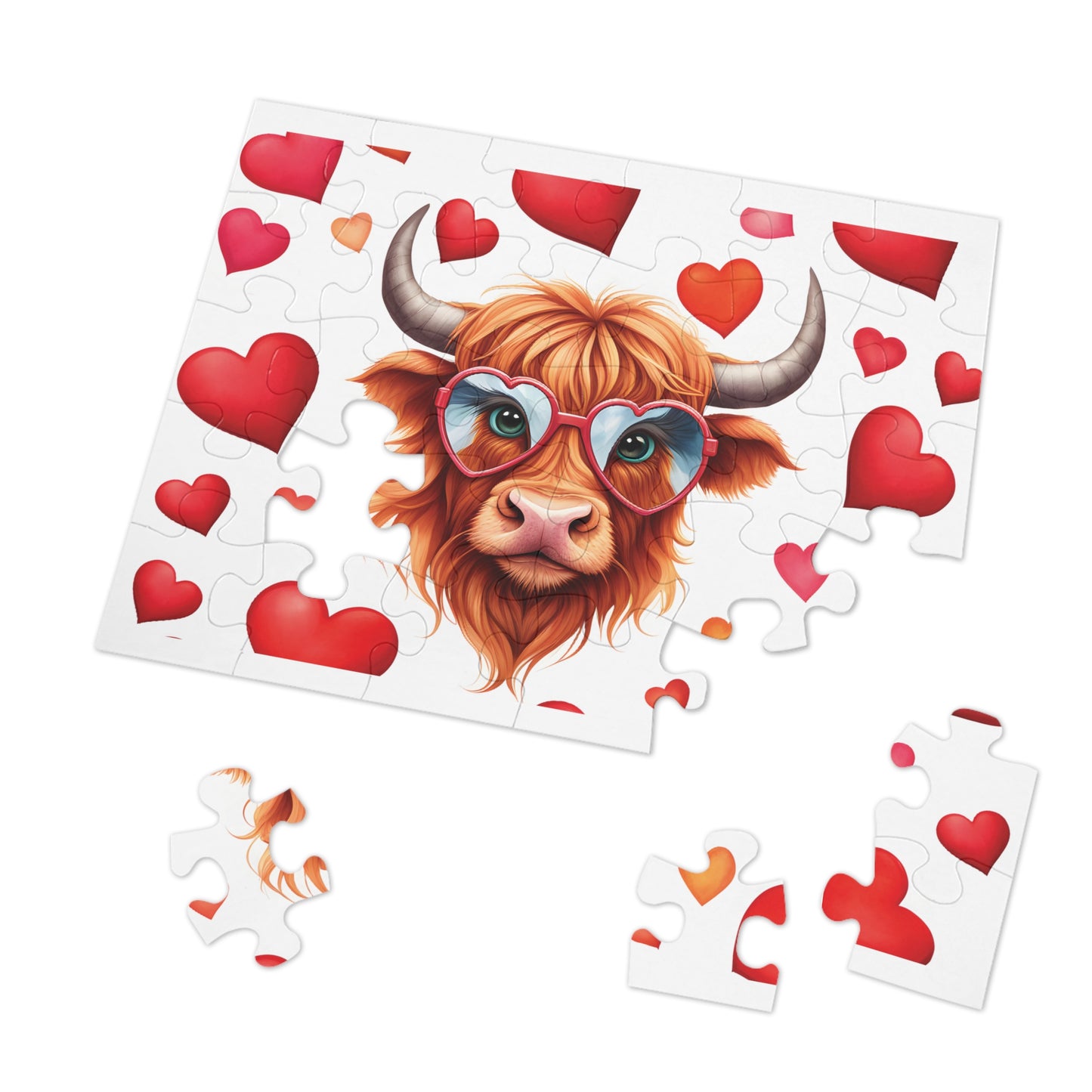 Jigsaw Puzzle, Highland Cow, Personalised/Non-Personalised (30, 110, 252, 500,1000-Piece)