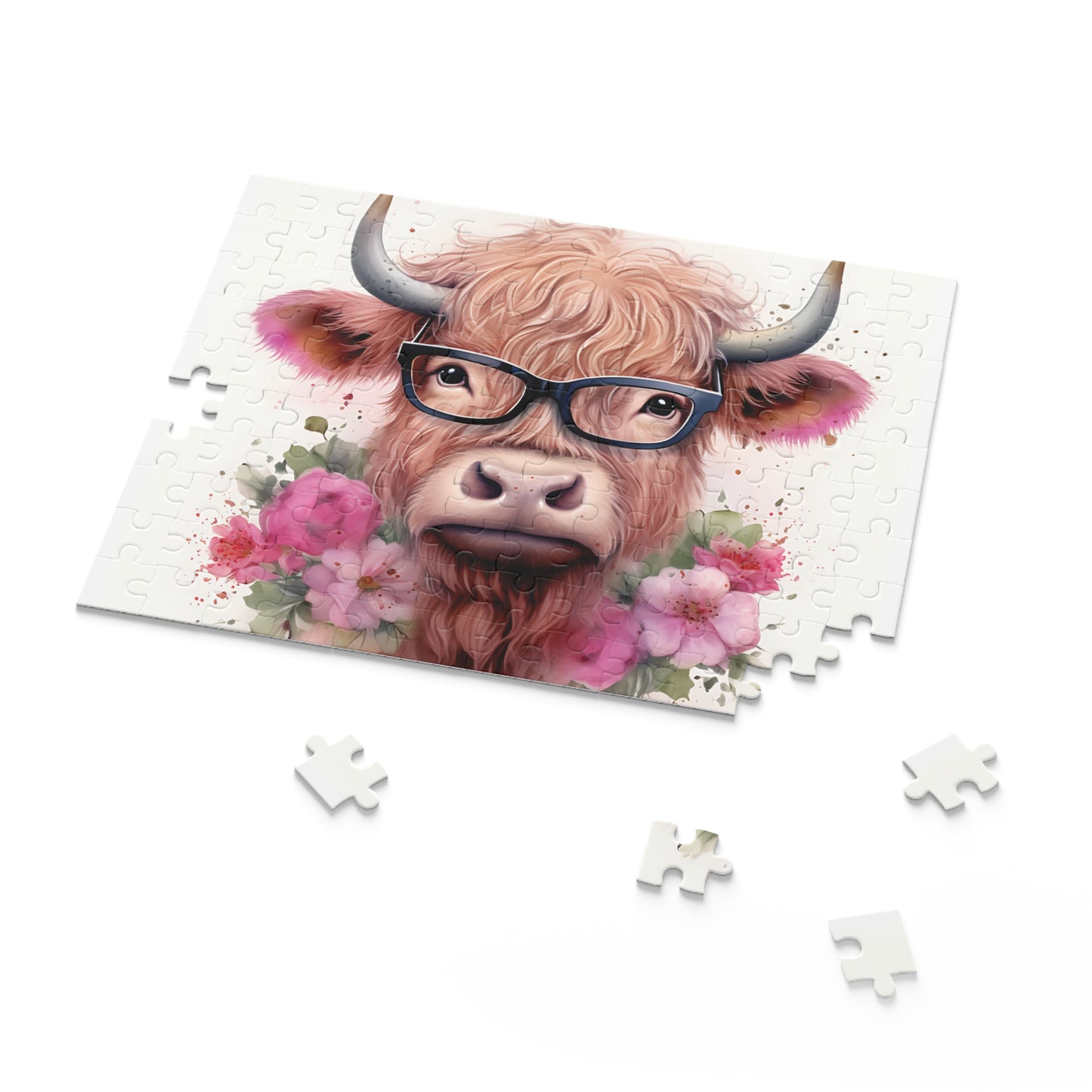 Personalised/Non-Personalised Puzzle, Highland Cow (120, 252, 500-Piece)