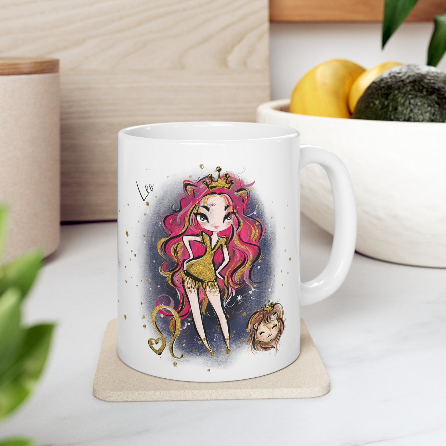 Personalised/Non Personalised Zodiac Sign, Leo, Ceramic Mug 11oz