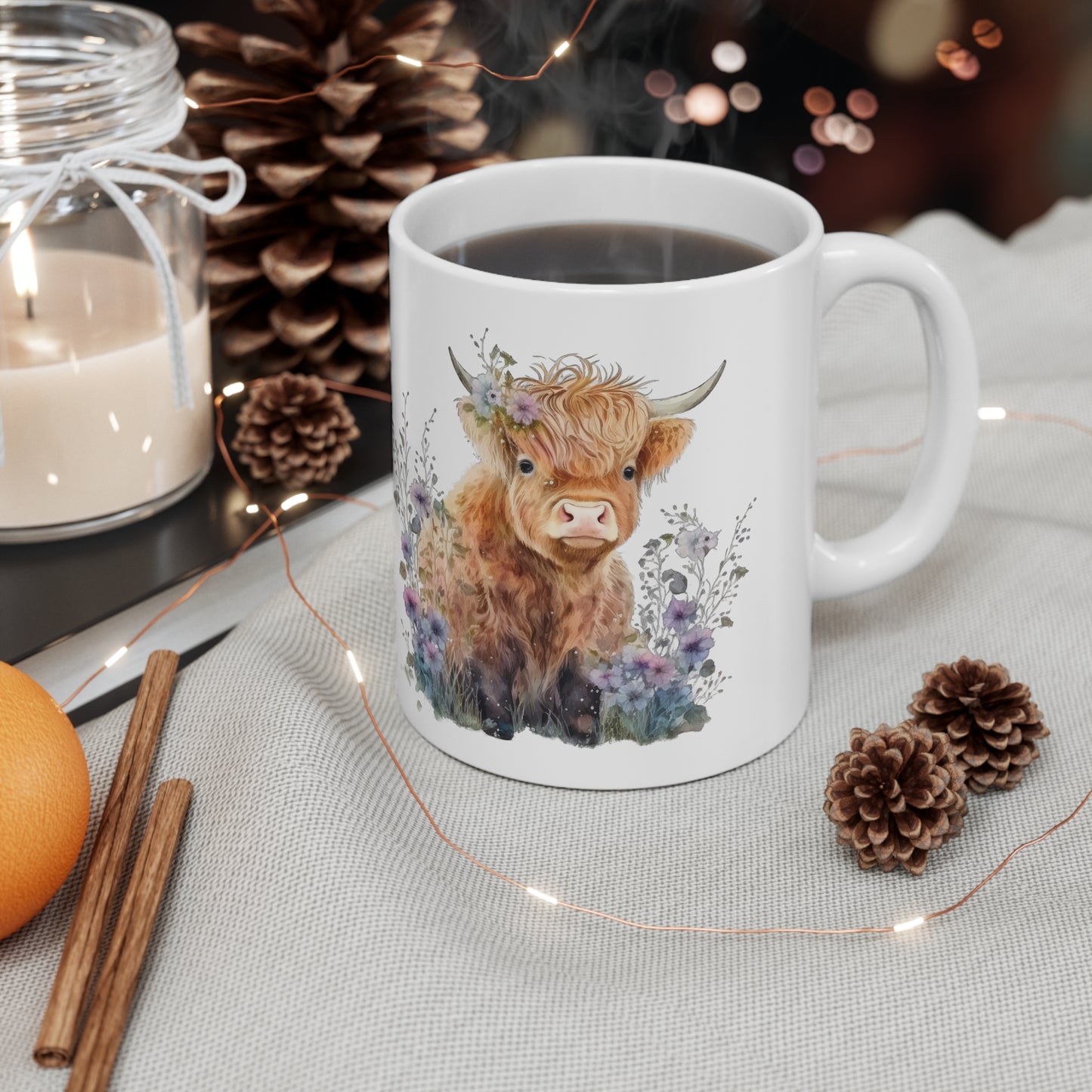 Personalised/Non Personalised Highland Cow, Ceramic Mug 11oz, Highland Cow Mug