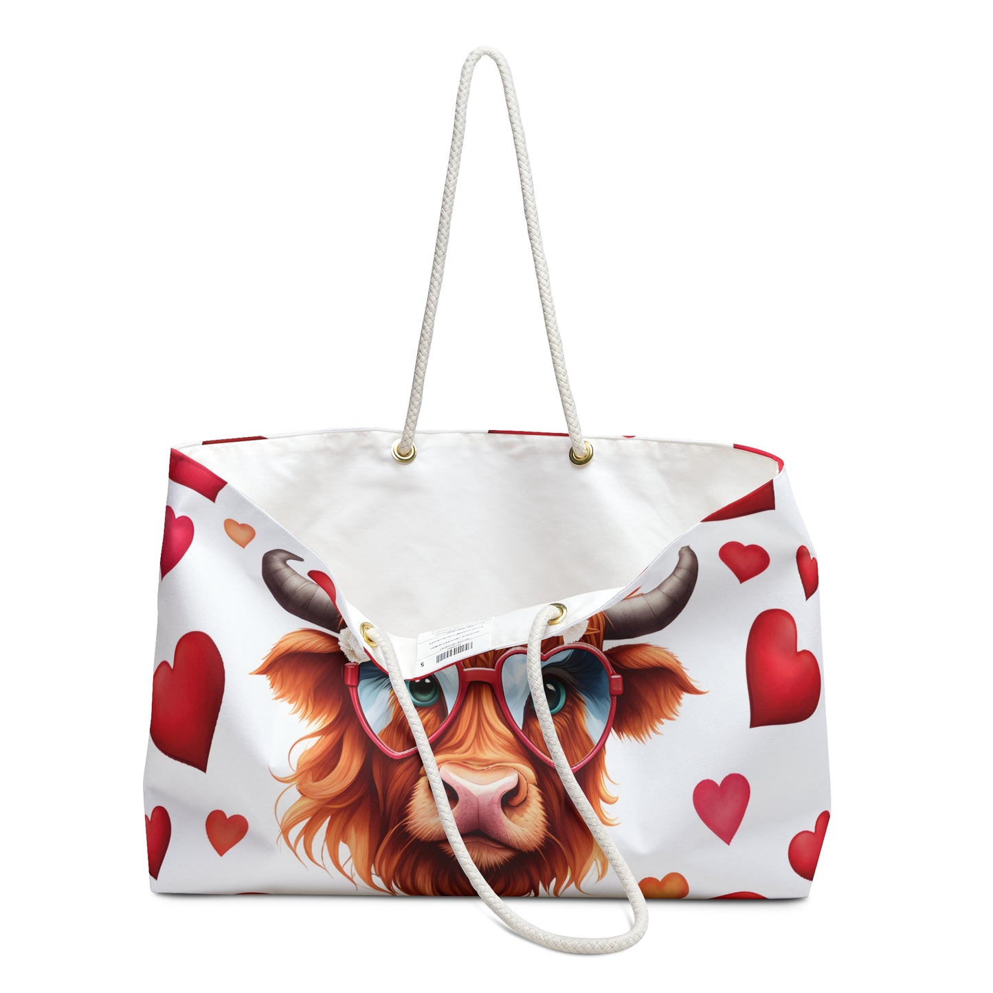 Personalised/Non-Personalised Weekender Bag, Highland Cow, Large Weekender Bag, Beach Bag, Book Bag