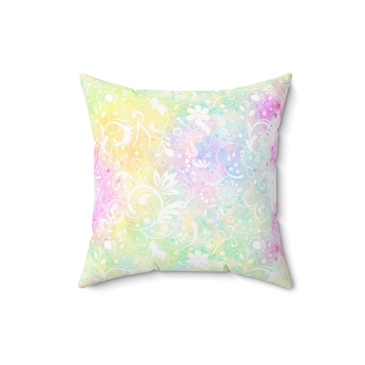 Spun Polyester Square Pillow, Floral Cushion