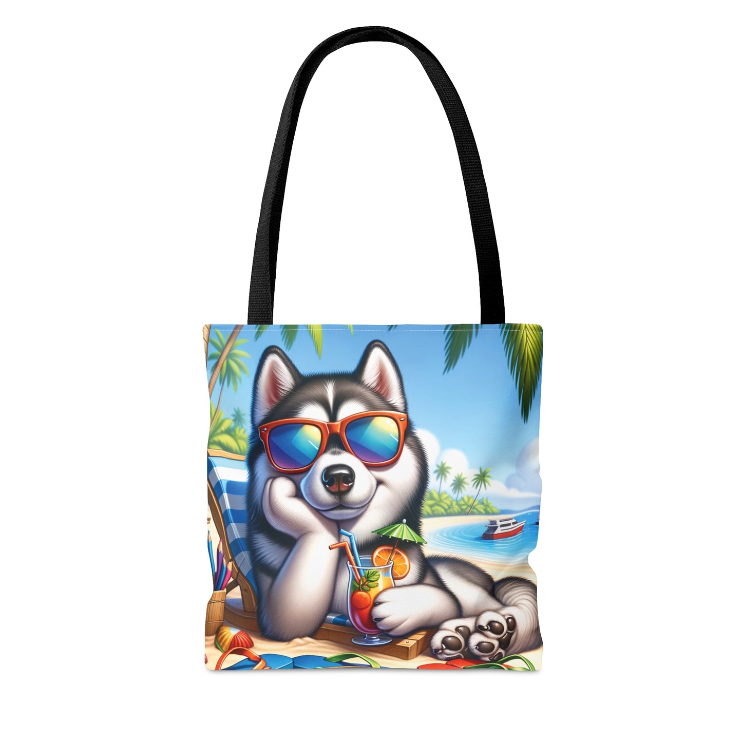 Tote Bag, Dog on Beach, Siberian Husky, Tote bag,  awd-1246