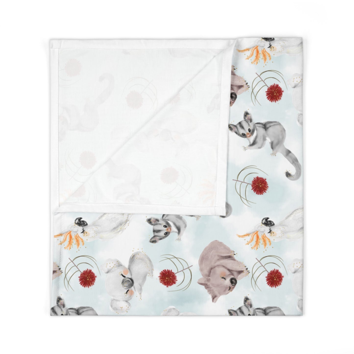 Baby Swaddle Blanket, Australian Animal and Floral Design, Baby Swaddle, Baby Shower gift