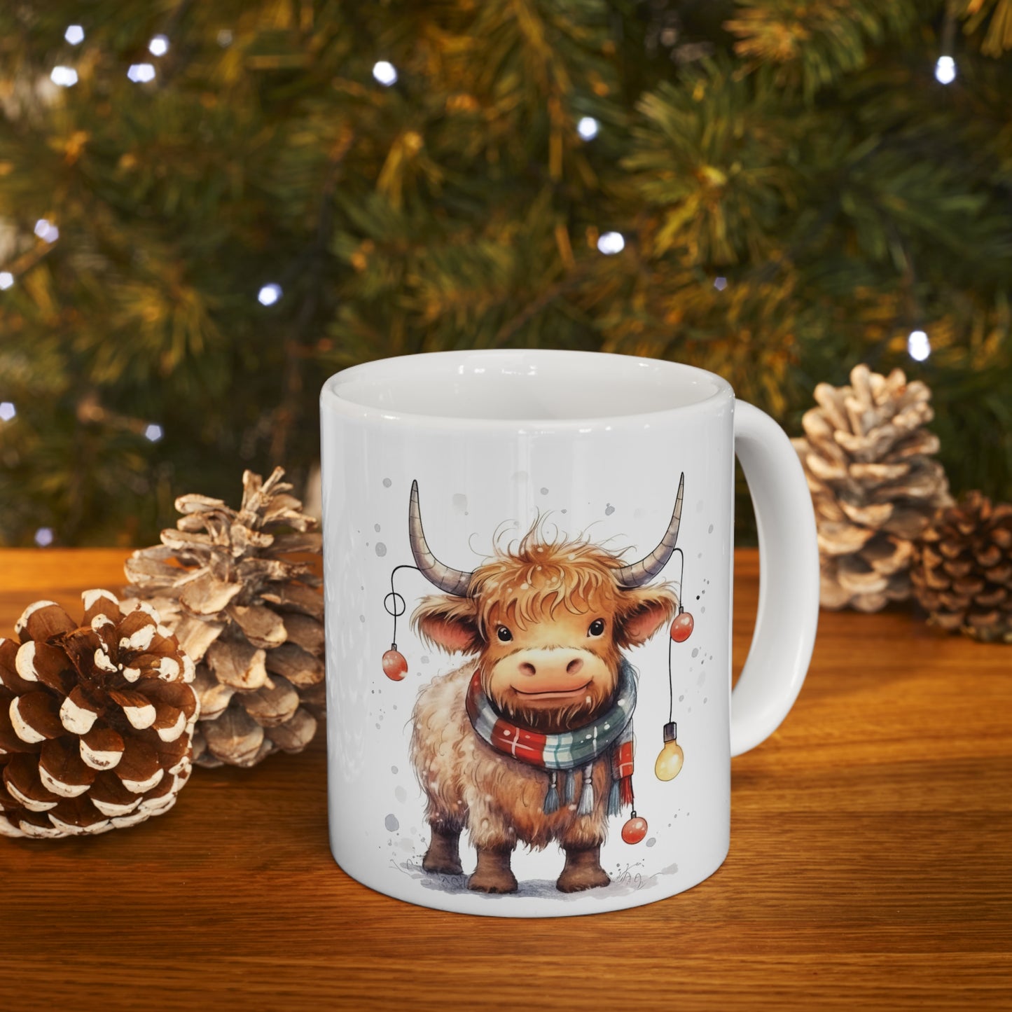 Personalised/Non Personalised Highland Cow, Ceramic Mug 11oz, Highland Cow Mug