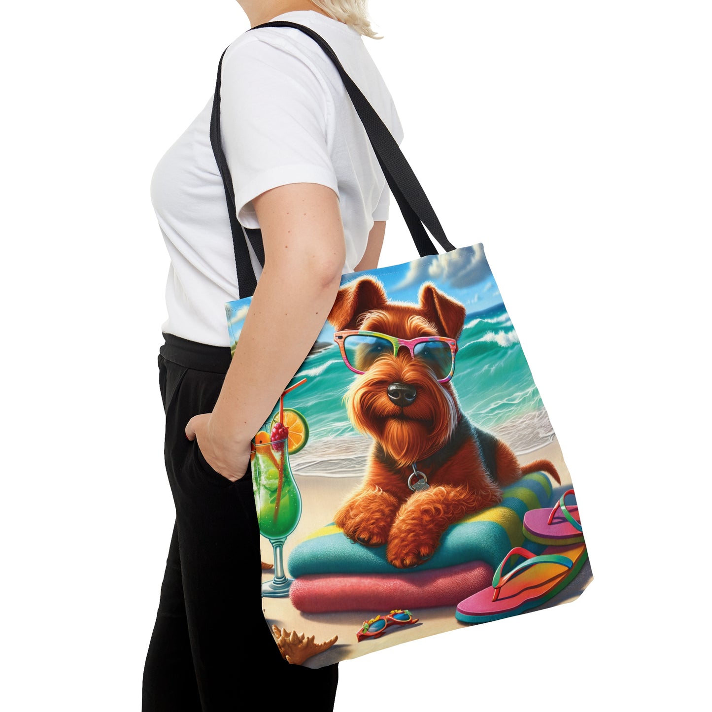 Tote Bag, Dog on Beach, Irish Terrier, Tote bag,  awd-1216