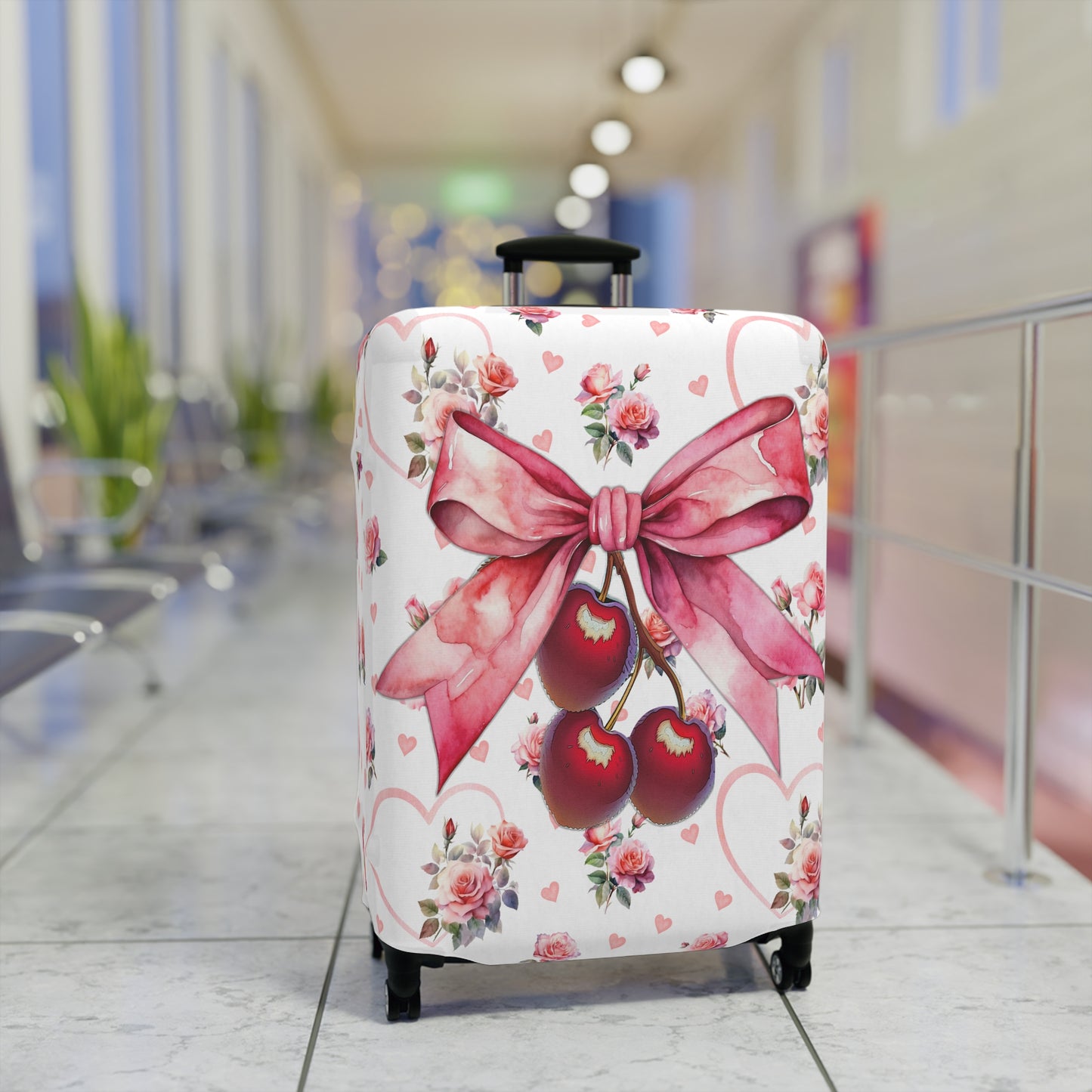 Luggage Cover, Rockabilly, Coquette, Hearts and Roses, Cherries and Ribbon, awd-2519